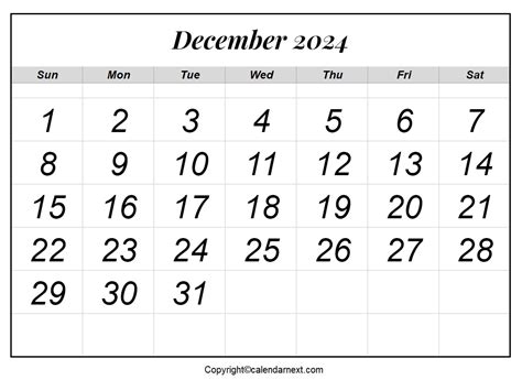December 2024 Calendar Printable Calendar Next