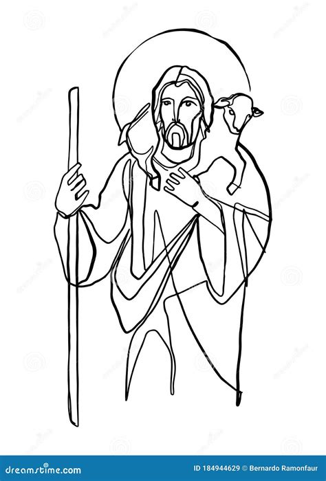 Jesus Christ Good Shepherd Illustration Stock Vector Illustration Of