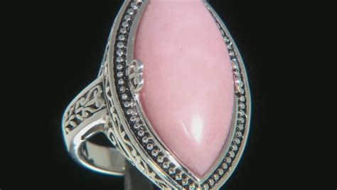 Pink Opal Rhodium Over Silver Solitaire Ring Mqh078
