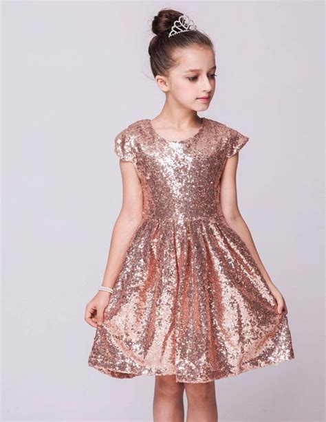 Cap Sleeves Blush Sequin Flower Girl Dress Junior Bridesmaid Wedding