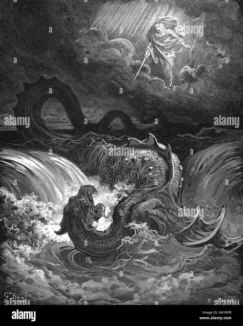 Engraving Of The Destruction Of Leviathan By Gustave Doré Stock Photo