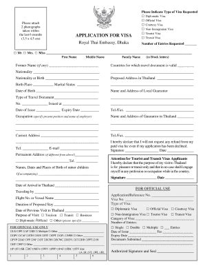 Thai Visa Application Form Fill And Sign Printable Template Online