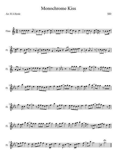 Sheet music arranged for piano/vocal/chords in c major. Monochrome Kiss (Kuroshitsuji) | MuseScore | Flute music ...