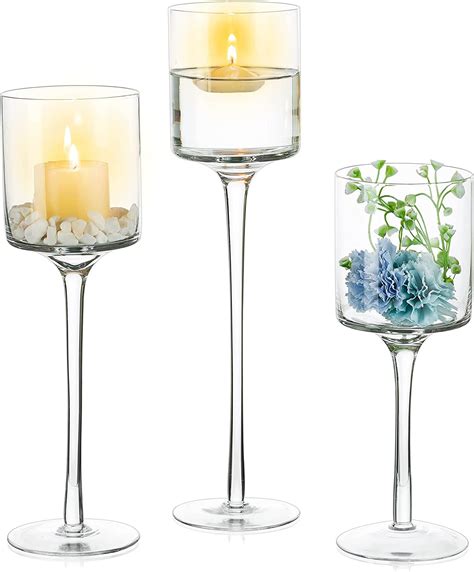 Nuptio 1 Set Tealight Candle Holder Tall Glass Candle Holder For Floating Candles