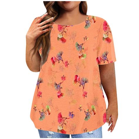 Womens Plus Size Tops For Summer Casual Floral Prints Fashion Loose