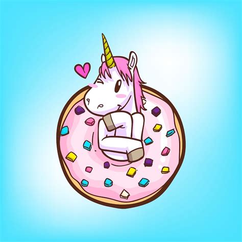 Premium Vector Cute Unicorn And Donuts