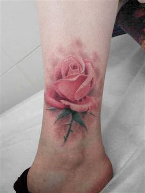 Tattoos Pictures Beautiful Flower Foot Tattoos Red Color