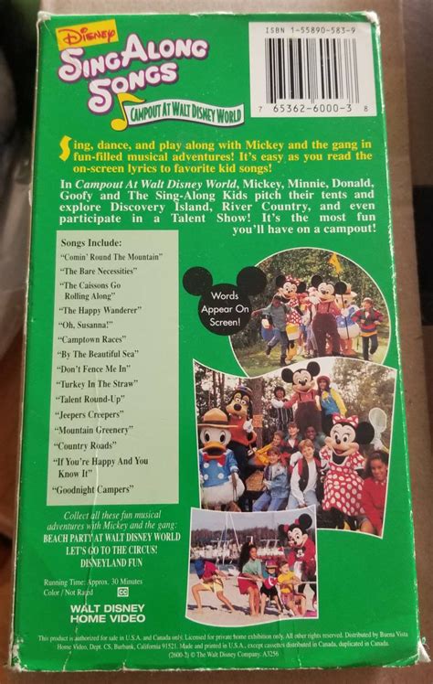 Vhs Disneys Sing Along Songs Campout At Disney World Vhs The Best