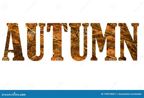 Autumn Composition Text Autumn From Orange With Golden Letters On