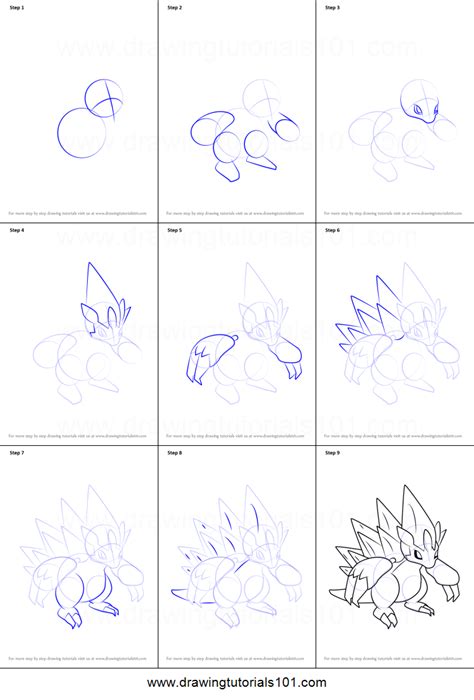 How To Draw Alola Sandslash From Pokemon Sun And Moon Printable Drawing