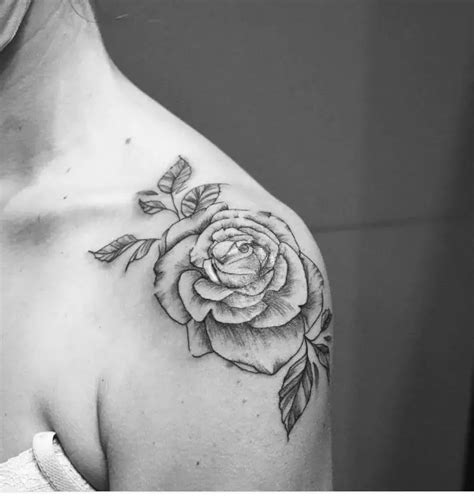 Black And White Rose Tattoo Shoulder