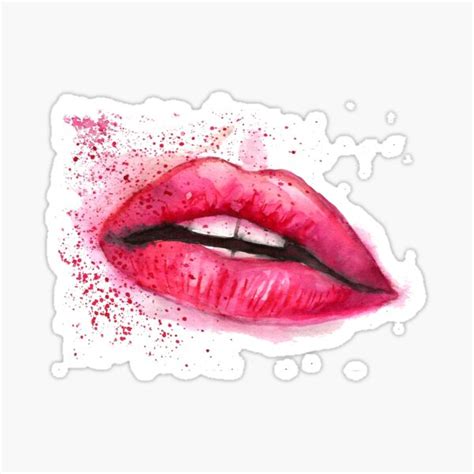 Red Lips Art Sticker For Sale By Belka Redbubble