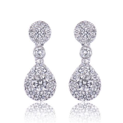 9ct White Gold 0 70ct Round Brilliant Diamond Cluster Earrings