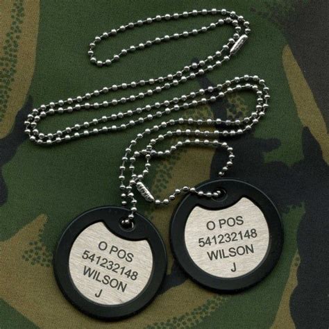 Double British Military Army Dog Tag Id Set Personalised Round