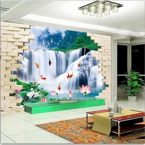 Beibehang Custom Large Scale Murals Waterfall 3d Water Scenery 3d Tv