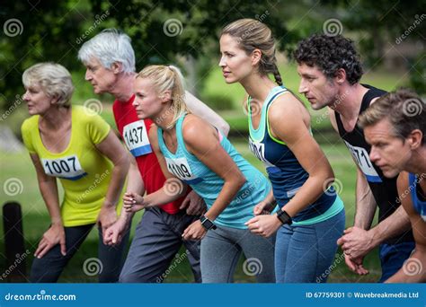 Marathon Athletes On The Starting Line Stock Image Image Of Happy