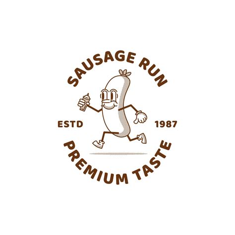 Illustration Of Sausage Food Logo Vector Design Sausage Logo Vintage