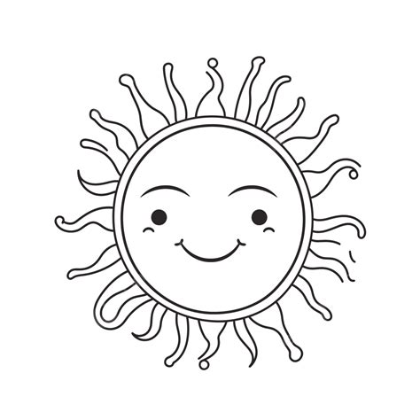 Sun On A White Background Coloring Page Outline Sketch Drawing Vector