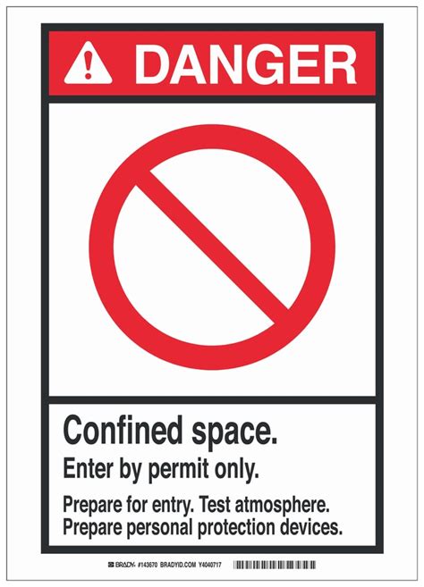 Brady Ansi Sign Confined Space Enter By Permit Only Prepare For Entry Fisher Scientific
