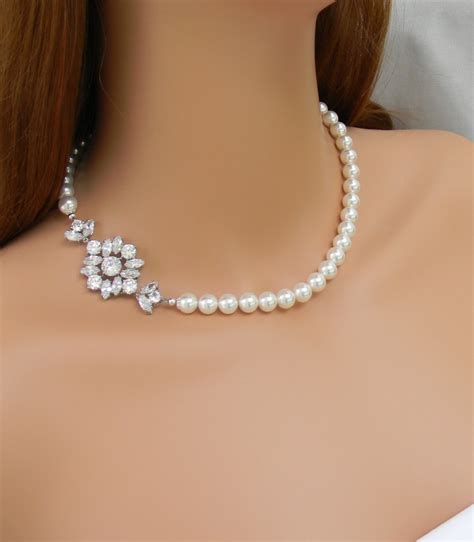 Bridal Jewelry Set Pearl Wedding Necklace Rose Gold Bridal Etsy