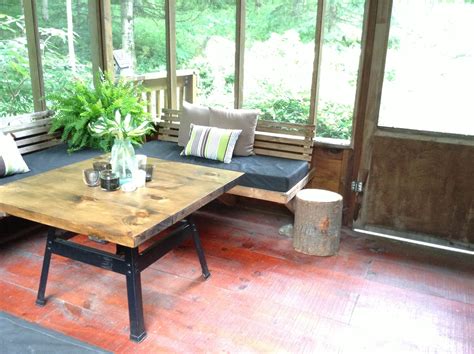 Each seat cushion has 2 sets of ropes to fasten the cushion to the bench. Another view | Rustic dining, Rustic dining table, Bench ...