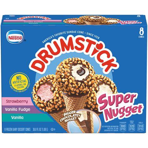 Drumstick Super Nugget Strawberry Vanilla Fudge Vanilla Frozen Dairy