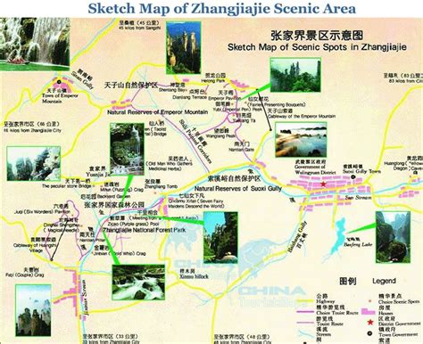 Zhangjiajie Hunan Tourist Maphere Is A Detailed And Clear Tourist Map