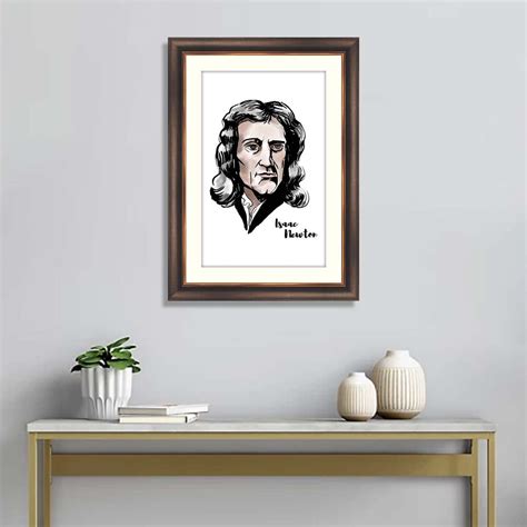 Isaac Newton Watercolor Vector Portrait With Ink Contours Framer