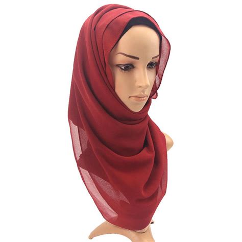 Buy Muslim Hijab Women Lady Plain Bubble Chiffon Scarf Hijab Wrap Shawls Headband At Affordable