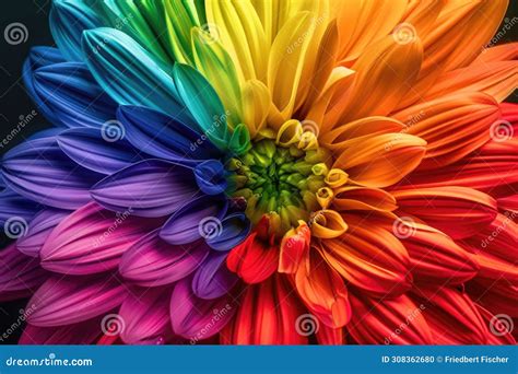 Vibrant Harmony: a Rainbow Colored Flower Blooms Amidst the Darkness
