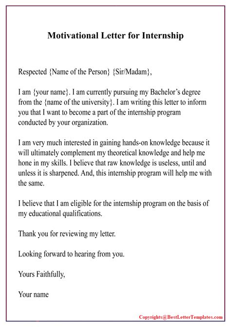 5 Sample Of Motivation Letter For Internship With Example Best
