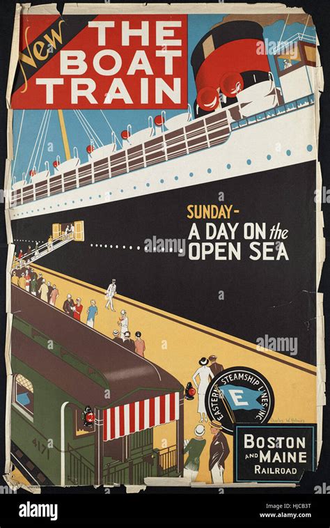 Neu Der Boot Zug Sonntag Ein Tag Auf Dem Offenen Meer Reisen Vintage Poster Der 1920er