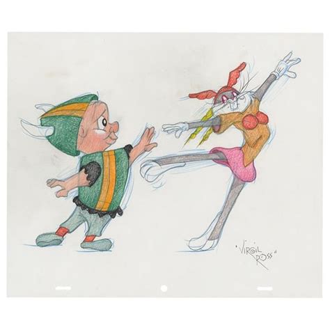 Bugs Bunny And Elmer Fudd Original Drawing By Virgil Ross