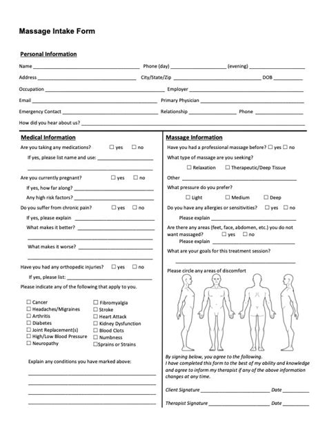 [free templates] how to build your massage therapy intake form massage therapy client intake