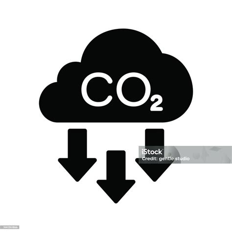 Co2 With Cloud Emission Gas Silhouette Icon Reduction Greenhouse Symbol