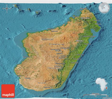 Map of republic of madagascar. Satellite Panoramic Map of Madagascar
