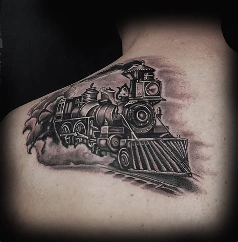 Black and grey tattoo. Mike Evans tattoo. Elite skin art tattoo. Oklahoma tattoo train tattoo 