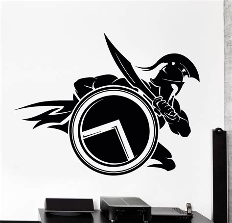 Wall Vinyl Decal Spartan Warrior With Shield And Sword Sparta Home