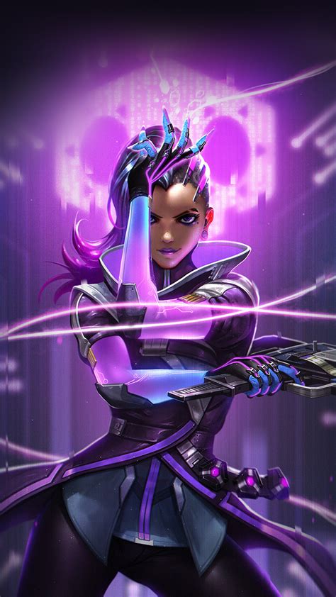 Liang Xing Overwatch Sombra Purple Game Hero Illustration Art Android