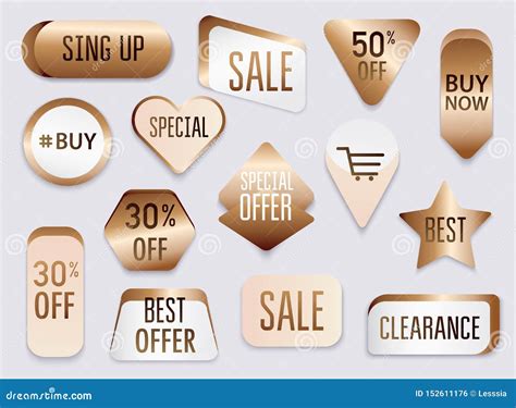 Collection Of Golden Premium Promo Sealsstickers Isolated Vector