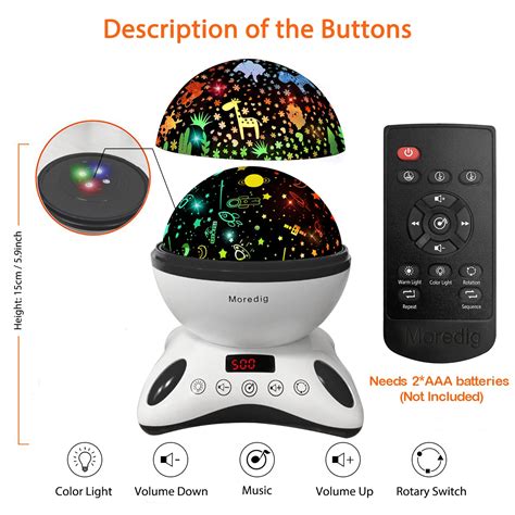 Moredig Night Light Projector Night Light Kids With Remote And Timer