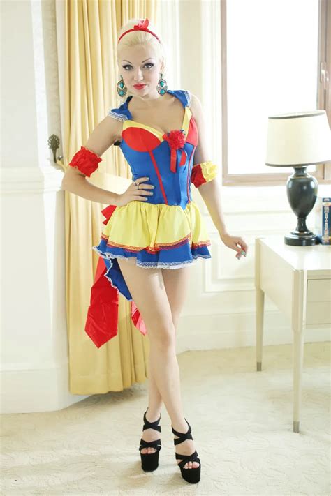 New Princess Snow White Costume Women Adult Cosplay Dress Halloween
