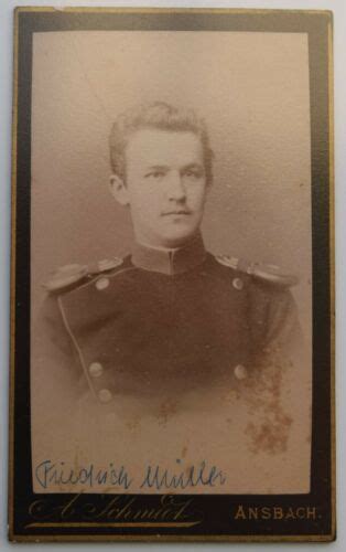 Photo Carte De Visite Cdv Military Uniform Schmidt Ansbach Germany