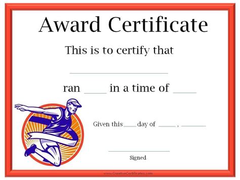 Running Certificate Templates Free Customizable Throughout Marathon