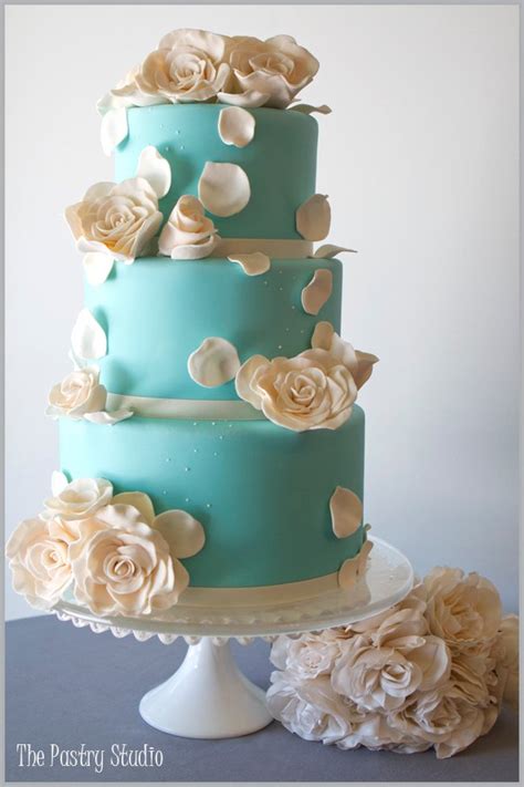 A Tiffany Blue Wedding Cake With Elegant Sugar