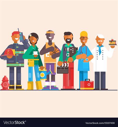 A Group Of People Of Different Professions Vector Image