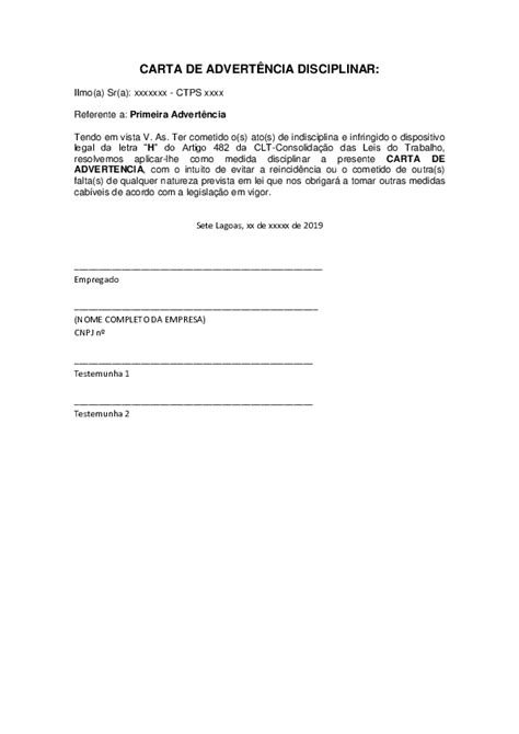 Doc Carta De AdvertÊncia Disciplinar Rodrigo Mota