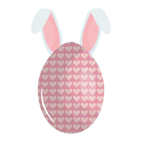 Egg Painted With Rabbit Ears Easter Icon Stock Vector Illustration Of