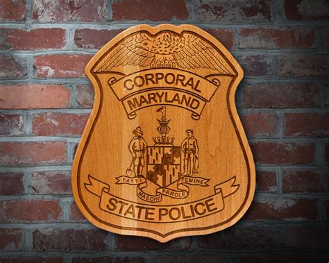 Personalized Wooden Maryland State Police Badge Plaque Etsy