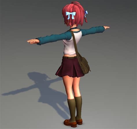 3d Model Anime School Girl Rigged Low Poly Vr Ar Low Poly Obj